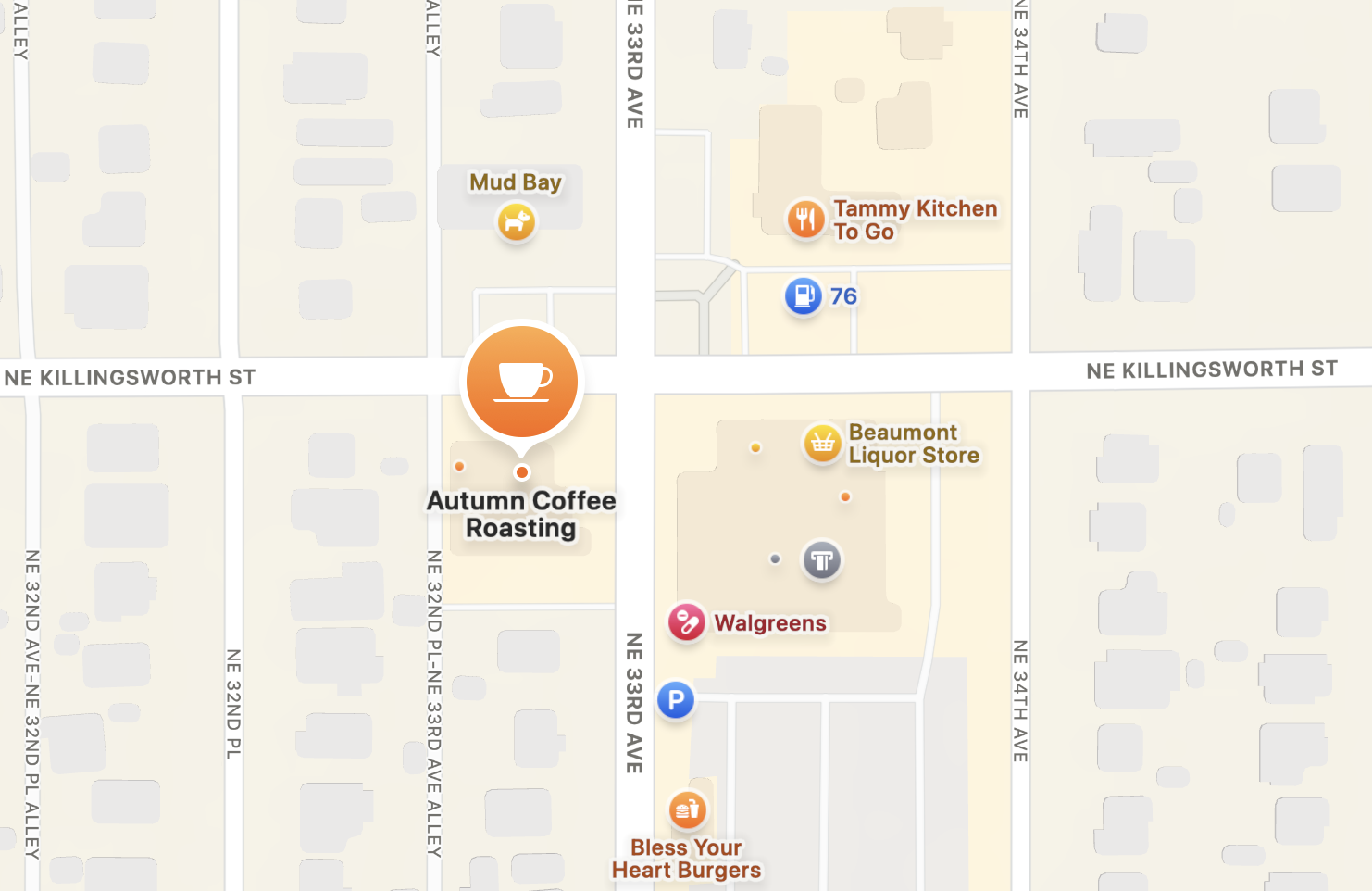 Map to Autumn Coffee Roasting